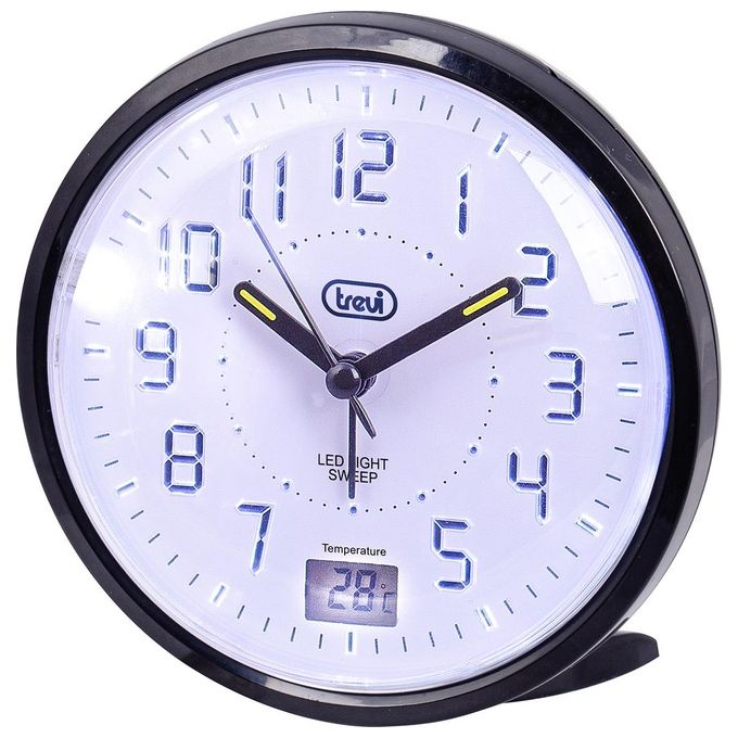 Trevi SL 3P27 Orologio al Quarzo con Sveglia Ampio Quadrante Movimento Silenzioso Sweep Tasto Snooze-Light Nero