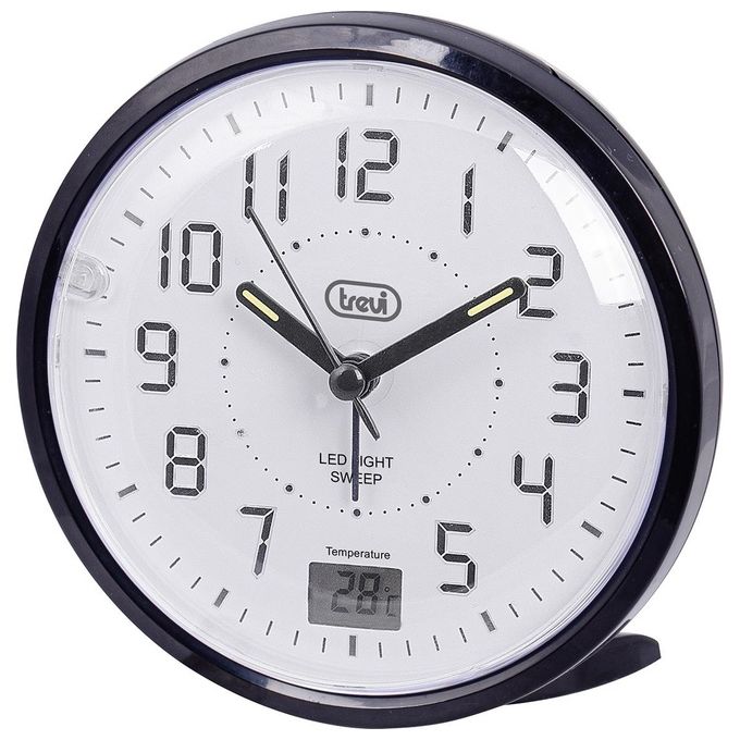 Trevi SL 3P27 Orologio al Quarzo con Sveglia Ampio Quadrante Movimento Silenzioso Sweep Tasto Snooze-Light Nero