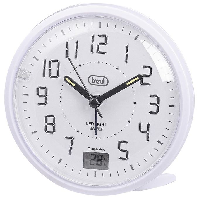 Trevi SL 3P27 Orologio al Quarzo con Sveglia Ampio Quadrante Movimento Silenzioso Sweep Tasto Snooze-Light Bianco