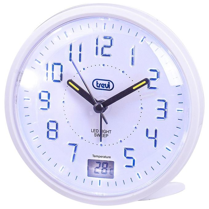 Trevi SL 3P27 Orologio al Quarzo con Sveglia Ampio Quadrante Movimento Silenzioso Sweep Tasto Snooze-Light Bianco