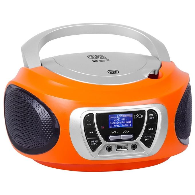 Trevi CMP 510 DAB Stereo Portatile Cd Boombox Radio DAB-DAB+ con RDS Usb Aux-In Presa Cuffia Arancio