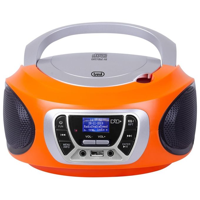 Trevi CMP 510 DAB Stereo Portatile Cd Boombox Radio DAB-DAB+ con RDS Usb Aux-In Presa Cuffia Arancio