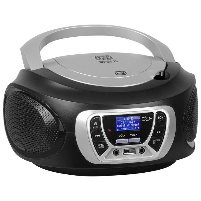 Trevi CMP 510 DAB Stereo Portatile Cd Boombox Radio DAB-DAB+ con RDS Usb Aux-In Presa Cuffia Nero