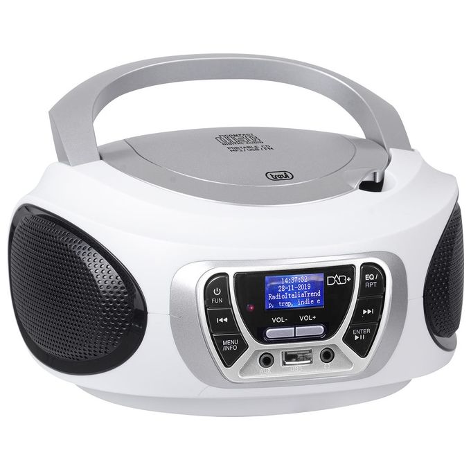 Trevi CMP 510 DAB Stereo Portatile Cd Boombox Radio DAB-DAB+ con RDS Usb Aux-In Presa Cuffia Bianco