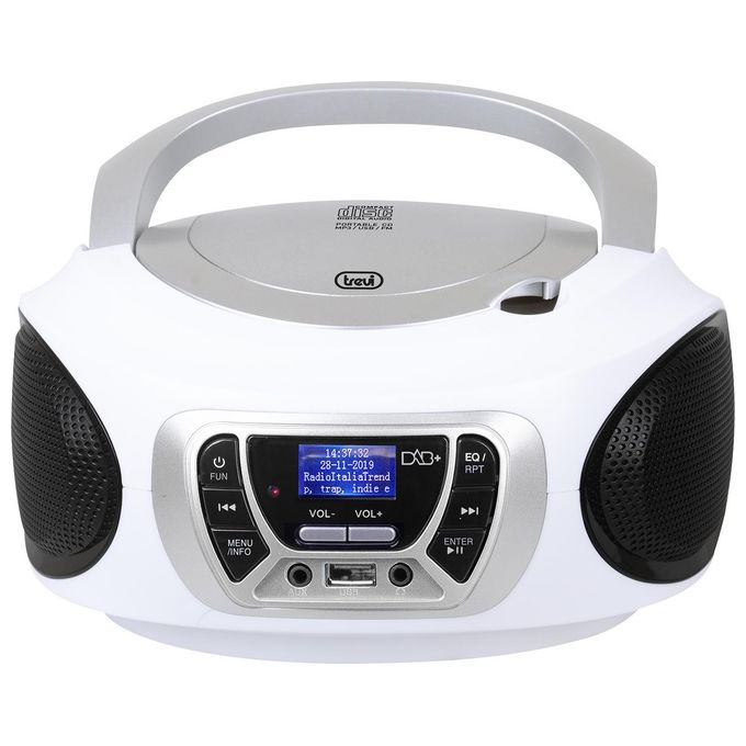 Trevi CMP 510 DAB Stereo Portatile Cd Boombox Radio DAB-DAB+ con RDS Usb Aux-In Presa Cuffia Bianco