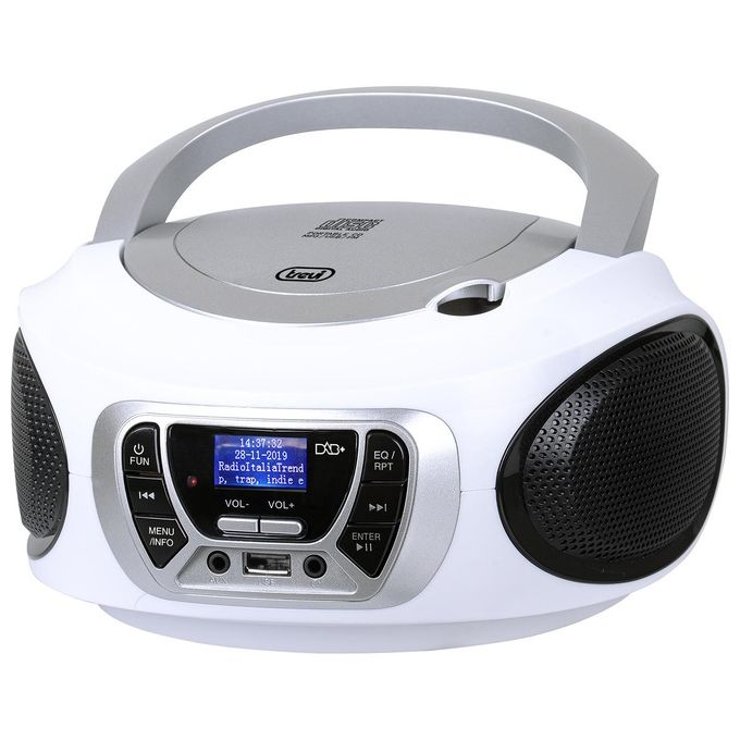 Trevi CMP 510 DAB Stereo Portatile Cd Boombox Radio DAB-DAB+ con RDS Usb Aux-In Presa Cuffia Bianco