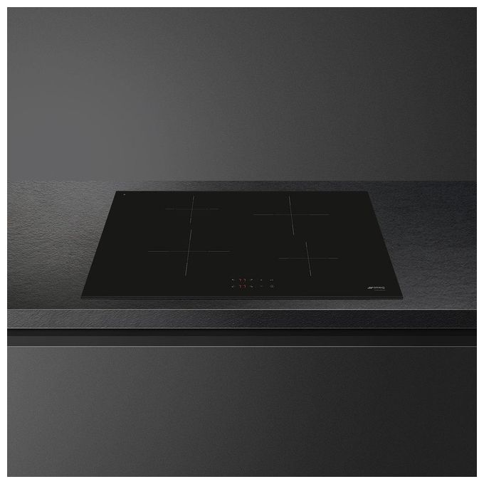 Smeg Piano cottura a Induzione in Vetroceramica Semifilo 4 Zone 75 cm Touch Control 9 livelli di potenza Nero