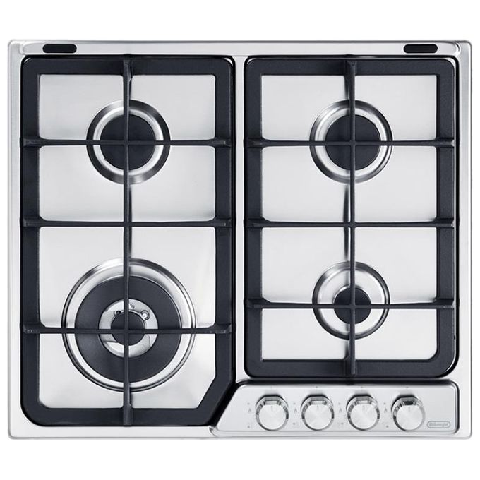 De Longhi PFI 46 GH Linea Professional Piano cottura a Gas 4 Fuochi Griglie in Ghisa Bruciatore Tripla Corona 60 cm Acciaio Inox