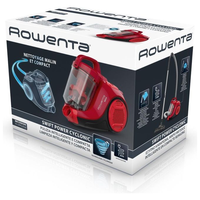 Rowenta RO2913EA Swift Power Cyclonic Aspirapolvere a Traino Senza Sacco Ciclonico 1,2 L 900 W 77 dB colore Rosso