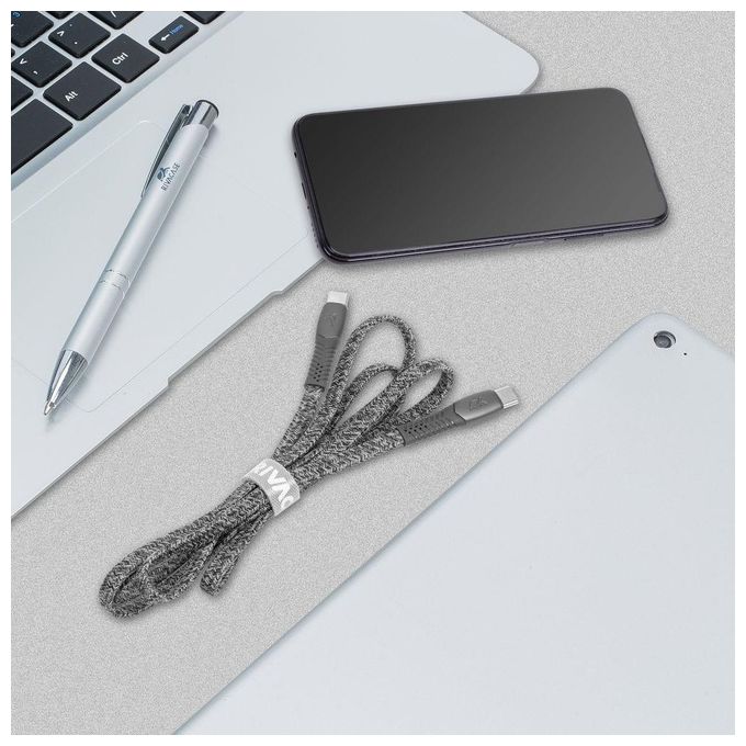 Rivacase Cavo di Ricarica Piatto In Nylon Resistente Type-C - Type-C 1.2mt Grigio