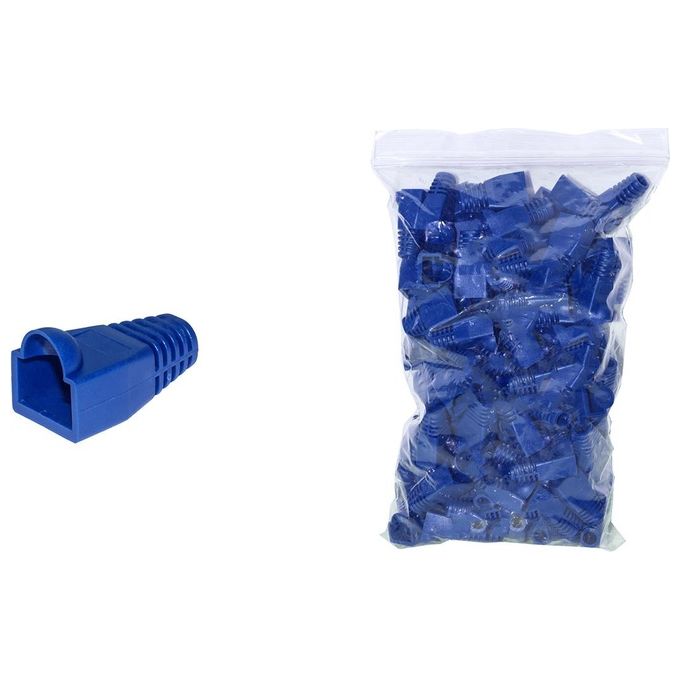 Link confezione 100 copriconnettori 6mm per plug rj45 8 poli cavo cat 5e- 6 blu