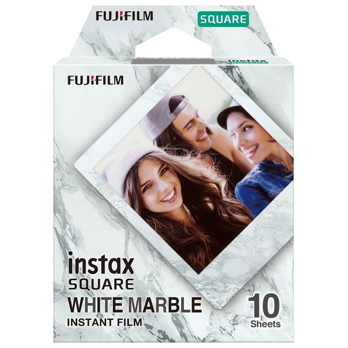 Fujifilm 16656473 instax SQUARE Pellicola Istantanea 62x62 mm 10 Foto ISO 800 colore White Marble