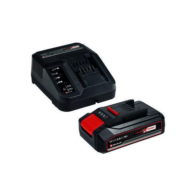 Einhell PXC-STARTER-KIT Power X-Change Set Batteria e Caricabatterie 18V 2.5Ah Ricarica Rapida colore Nero Rosso