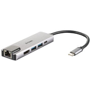 D-Link DUB-M520 Hub USB di Tipo C, 5 in 1, Adattatore USB C con HDMI 4K e 1080p, 2 Porte USB 3.0-USB 2.0, Porta USB C di Ricarica fino a 60 W e dati, 1 x Porta Ethernet RJ45
