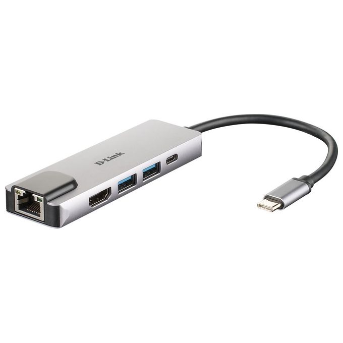 D-Link DUB-M520 Hub USB di Tipo C, 5 in 1, Adattatore USB C con HDMI 4K e 1080p, 2 Porte USB 3.0-USB 2.0, Porta USB C di Ricarica fino a 60 W e dati, 1 x Porta Ethernet RJ45