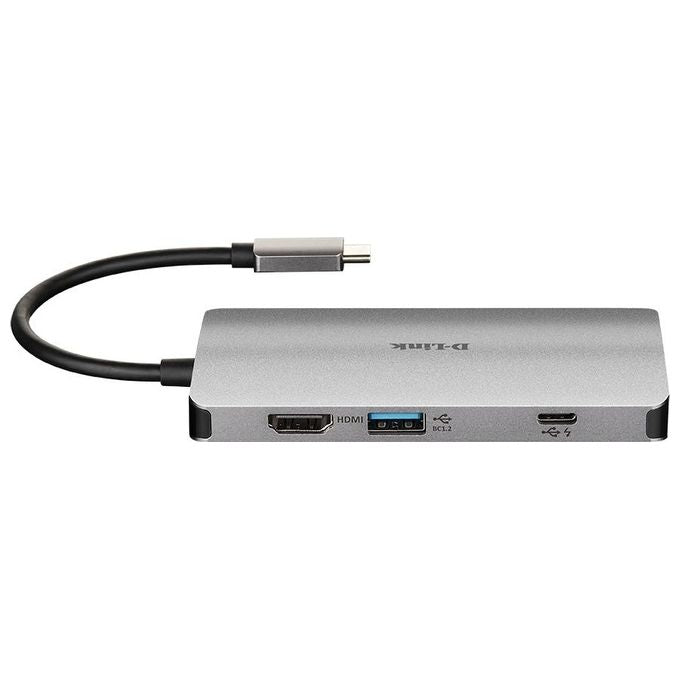 D-Link DUB-M810 Hub USB di Tipo C, 8 in 1, Adattatore USB C con HDMI 4K e 1080p, 2 Porte USB 3.0-USB 2.0, Lettore di Schede SD e microSD, Porta Rete RJ45 1 Gbps, 1 x USB C di Ricarica fino a 100 W