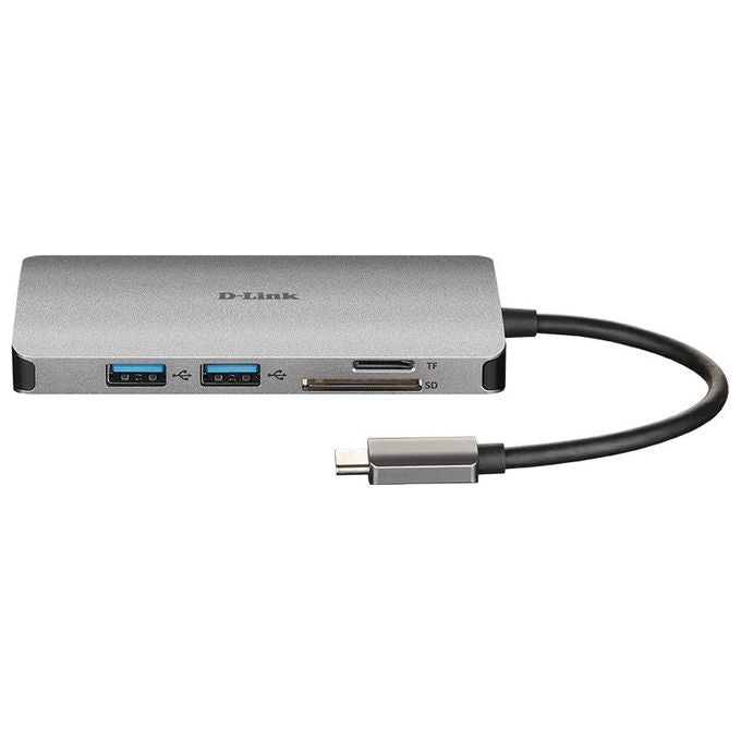 D-Link DUB-M810 Hub USB di Tipo C, 8 in 1, Adattatore USB C con HDMI 4K e 1080p, 2 Porte USB 3.0-USB 2.0, Lettore di Schede SD e microSD, Porta Rete RJ45 1 Gbps, 1 x USB C di Ricarica fino a 100 W