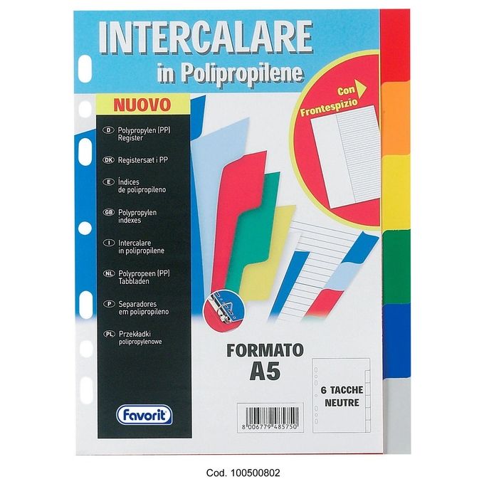 Favorit Intercalare Neutro 6 Tacche A5