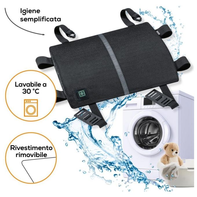 Beurer 21433 Supporto Lombare con Calore HK70 Termoforo 3 Livelli di Temperatura Spegnimento Automatico 90 Minuti Lavabile a 30 °C colore Grigio