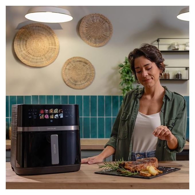Cecotec 100501 CecofryandGrill Duoheat 8000 Friggitrice ad aria 8 L 2200W 8 Programmi Display Touch colore Nero