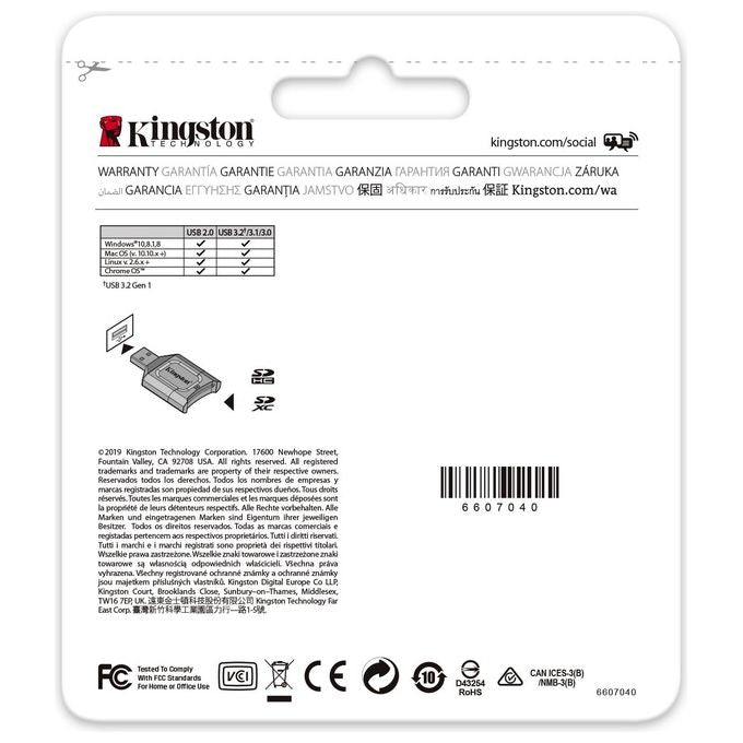 Kingston Technology MobileLite Plus Lettore di Schede Usb 3.2 Gen 1 Type-A Nero