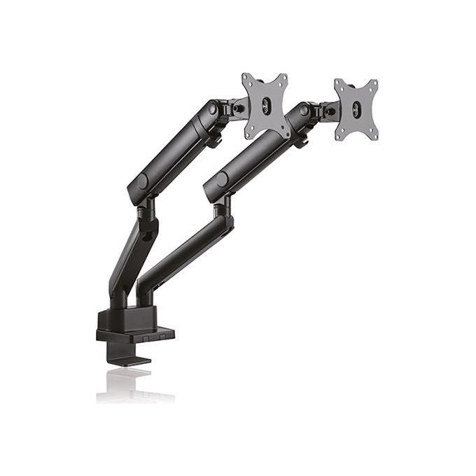 ICY BOX IB-MS314-T Supporto da Scrivania per 2 Monitor fino a 32'' Carico Massimo 16 Kg Regolabile in Inclinazione e Rotazione colore Nero