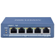 Hikvision DS-3E0505P-E-M Switch Non Gestito L2 5 Porte Gigabit 4 Porte PoE+ 802.3at 35W Fanless colore Blu