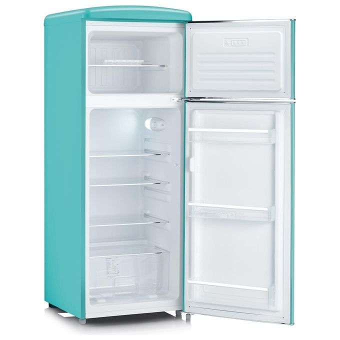 Severin RKG 8934 Frigorifero Doppia Porta 206 L 146 cm Classe E 39 dB 4 Ripiani Congelatore Alto colore Turchese