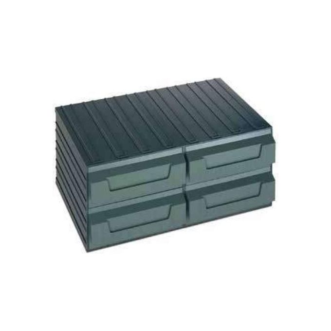 Terry Cassettiera 4 Modulare con Portaettichette Frontali 480 x 325 x 200 mm - Cass.223 x 288 x 88 mm Plastica Verde alta Resistenza agli urti Servo