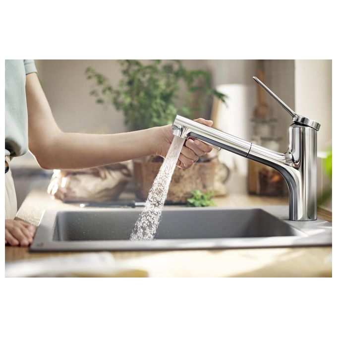Hansgrohe 74800000 Zesis M33 Miscelatore monocomando da cucina con bocca estraibile 150° 2 getti tecnologia QuickClean colore Cromo