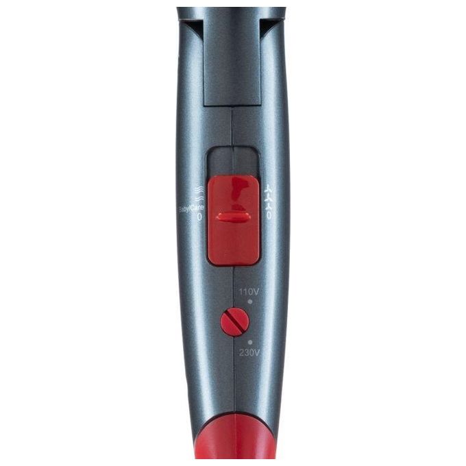 Solis 96171 Home and Away Asciugacapelli 1800 W Tecnologia Ionica 3 Temperature 2 Velocita' Funzione Baby Care Manico Pieghevole con Bocchetta per Styling colore Antracite-Rosso