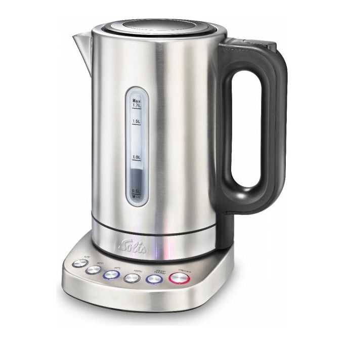 Solis 962.39 Vario Temp Kettle Bollitore Elettrico Digitale 1,7 L 2200 W con Temperatura Regolabile 4 Livelli Filtro Anticalcare Rimovibile Base Girevole 360° colore Acciaio inox