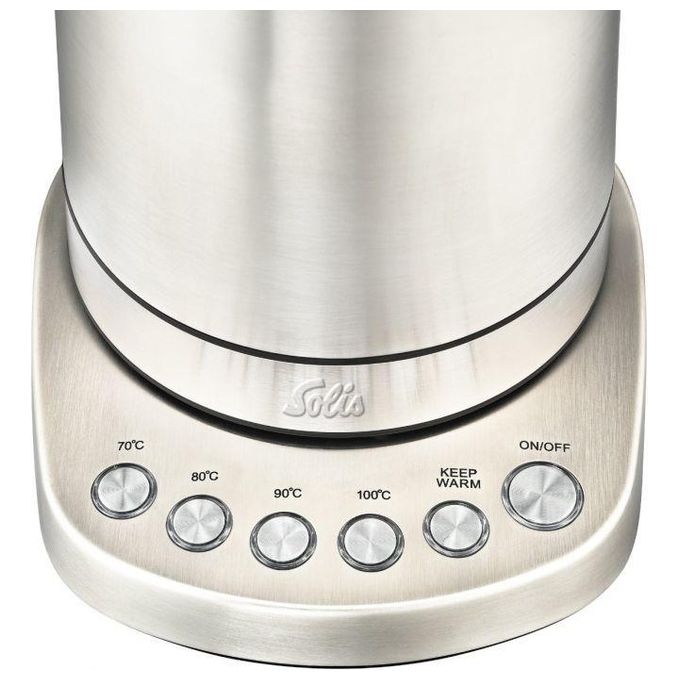 Solis 962.39 Vario Temp Kettle Bollitore Elettrico Digitale 1,7 L 2200 W con Temperatura Regolabile 4 Livelli Filtro Anticalcare Rimovibile Base Girevole 360° colore Acciaio inox
