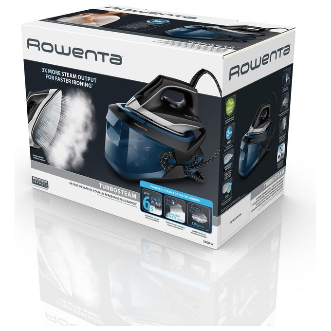 Rowenta VR8322 Turbosteam Ferro da Stiro con Caldaia 2600 W 6.5 bar 120 g-min Serbatoio 1.7 L Piastra Microsteam 400 colore Nero Blu