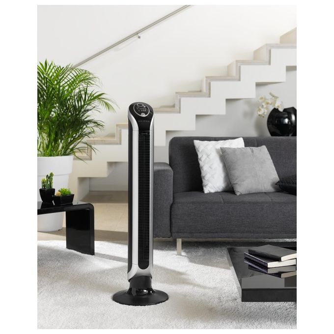 Rowenta VU6670 Eole Infinite Ventilatore a Torre con Oscillazione a 180 Gradi 3 Velocita' Timer 8h e Spegnimento Automatico in Nero