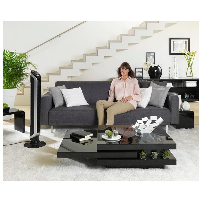 Rowenta VU6670 Eole Infinite Ventilatore a Torre con Oscillazione a 180 Gradi 3 Velocita' Timer 8h e Spegnimento Automatico in Nero