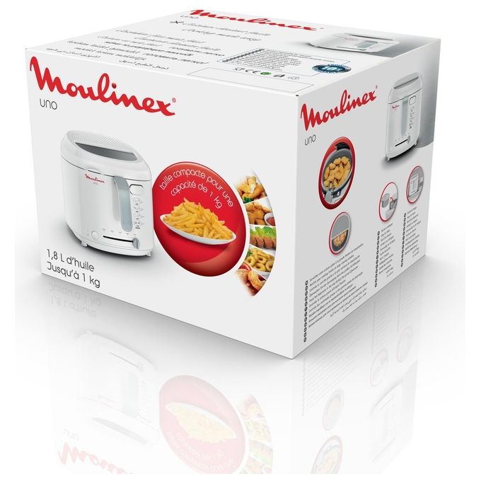 Moulinex AF203110 FryUno Friggitrice ad olio 1 Kg 1,8 L 1600 W termostato regolabile 150-190°C 4 persone colore Bianco