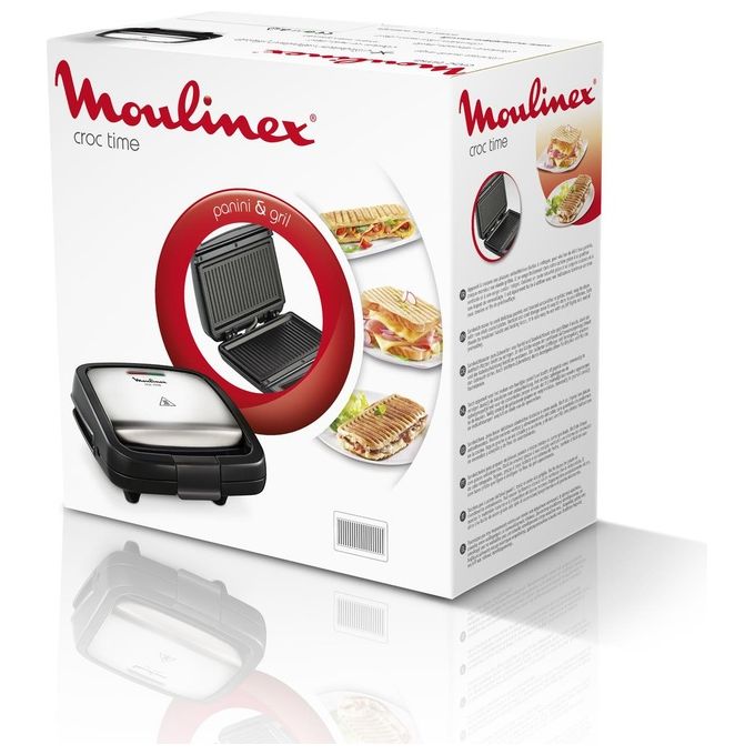 Moulinex Croc Time Sandwich Maker Piastre con Rivestimento Antiaderente