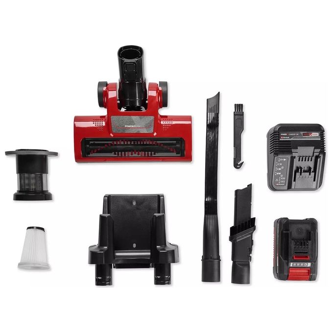 Einhell 2347187 Power X-Change Aspirapolvere a Bastone Senza Filo 2 in 1 18V 4Ah 0,6L 120 mbar colore Rosso