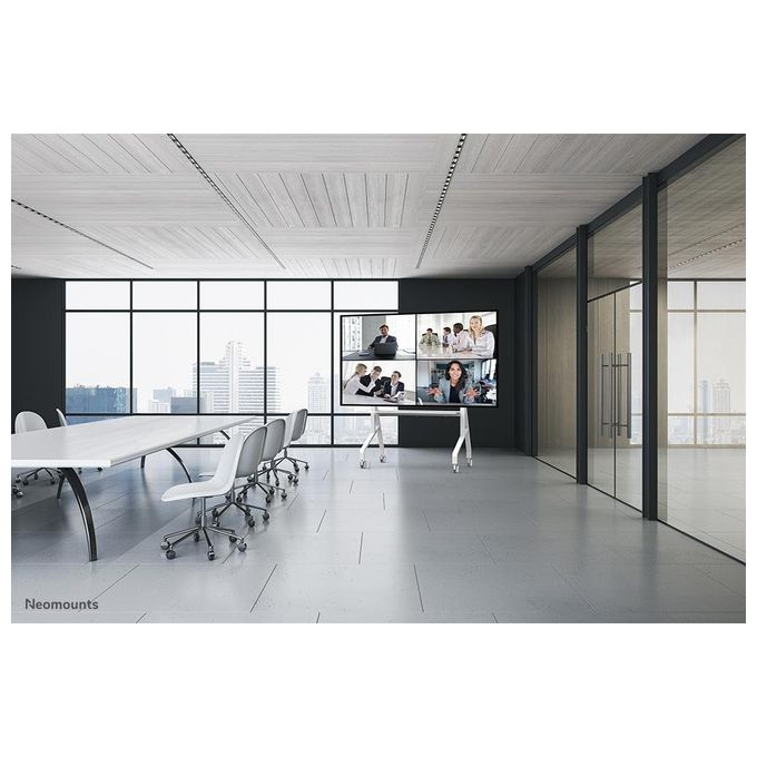 Neomounts FL50-575WH1 Carrello TV Mobile Altezza Regolabile 129-139 cm Capacita' 125 Kg VESA 100x100-1100x600 mm colore Bianco