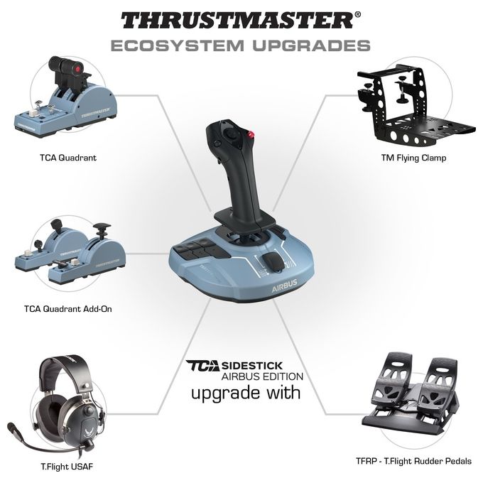 Thrustmaster 2960840 TCA Quadrant Airbus Edition Quadrante Manetta Simulatore di Volo PC Tecnologia H.E.A.R.T 16 bit colore Nero Blu