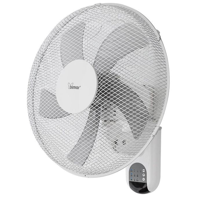 Bimar VM45 Ventilatore da Parete con Telecomando Elica 40cm 5 Pale 3 Velocita' Timer 7h 30min Oscillazione 90° colore Bianco