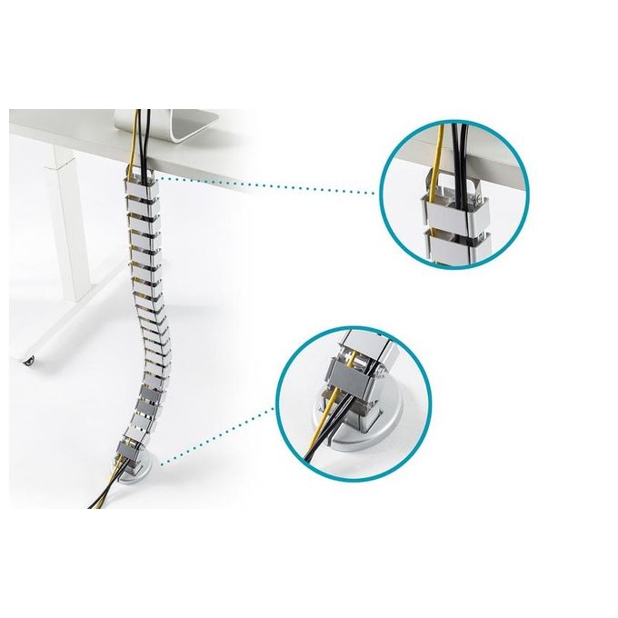 Digitus DA-90506 Passacavo Flessibile Portacavi a Curva 28 Moduli 4 Canali 130 cm colore Argento