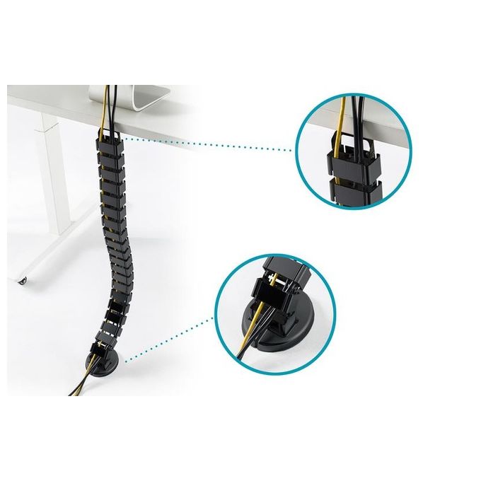 Digitus DA-90505 Passacavo Flessibile Lunghezza Regolabile 130 cm 4 Canali ABS Metallo colore Nero