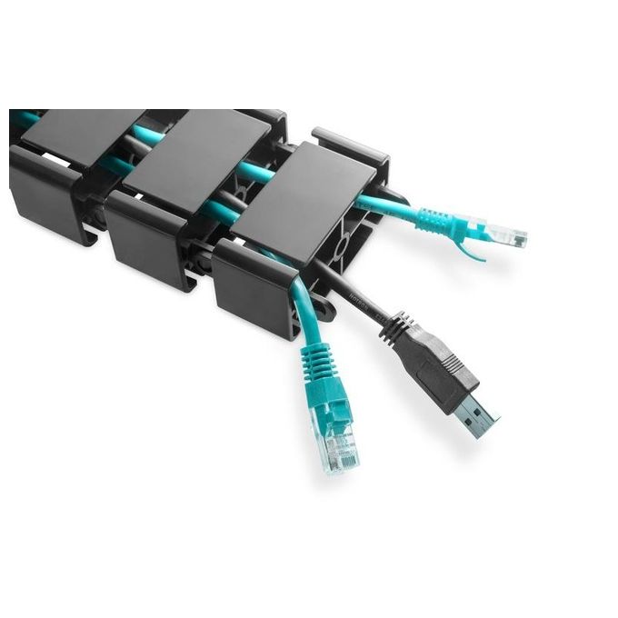 Digitus DA-90505 Passacavo Flessibile Lunghezza Regolabile 130 cm 4 Canali ABS Metallo colore Nero