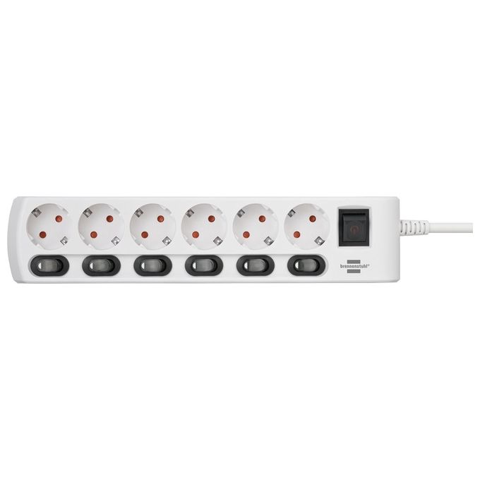 Brennenstuhl H05VV-F 3G1.5 Presa Multipla Commutabile Singolarmente A 6 2mt Bianco
