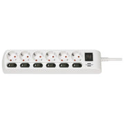 Brennenstuhl H05VV-F 3G1.5 Presa Multipla Commutabile Singolarmente A 6 2mt Bianco
