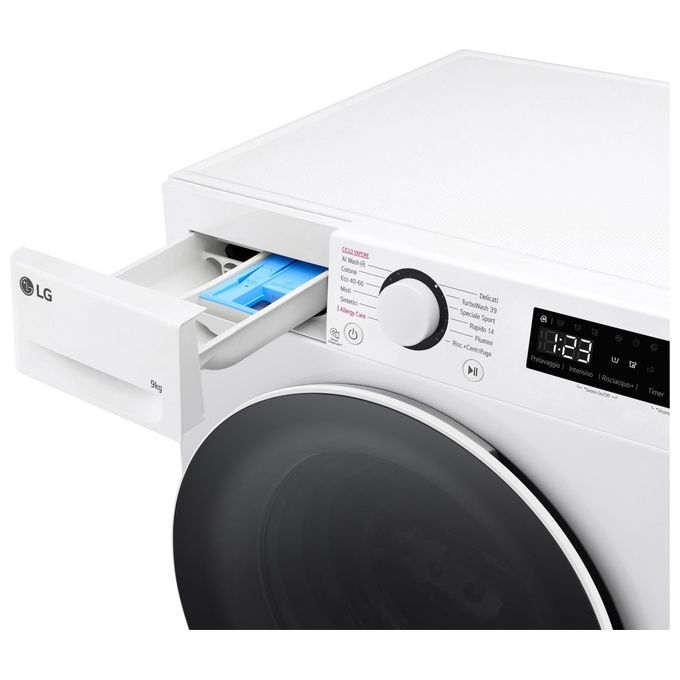 LG F4R5009TSWW - Lavatrice Libera Installazione 9 kg, Classe A-10%, Centrifuga 1400 giri-min, AI DD + TurboWash + Vapore, (85 × 60 × 56 cm), Bianco