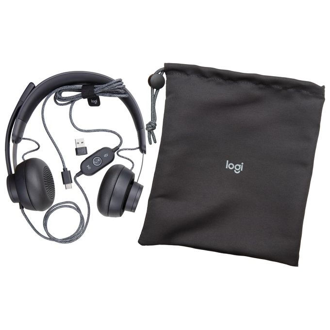 Logitech 981-000870 Zone Wired Auricolare Cablato USB-C Certificato Microsoft Teams con Adattatore e Controlli Integrati colore Grafite