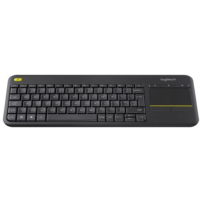 Logitech K400 Plus Tastiera Wireless Touch TV, Facili Controlli Multimediali e Touchpad Integrato, Tastiera HTPC per TV Collegata al PC, Windows, Android, Chrome OS, Laptop, Italiano QWERTY - Nero